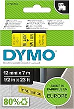 DYMO Authentic D1 Labels | Black Print on Yellow Tape | 12 mm x 7 m | Self-Adhesive Labels for LabelManager Label Makers | Made in Europe