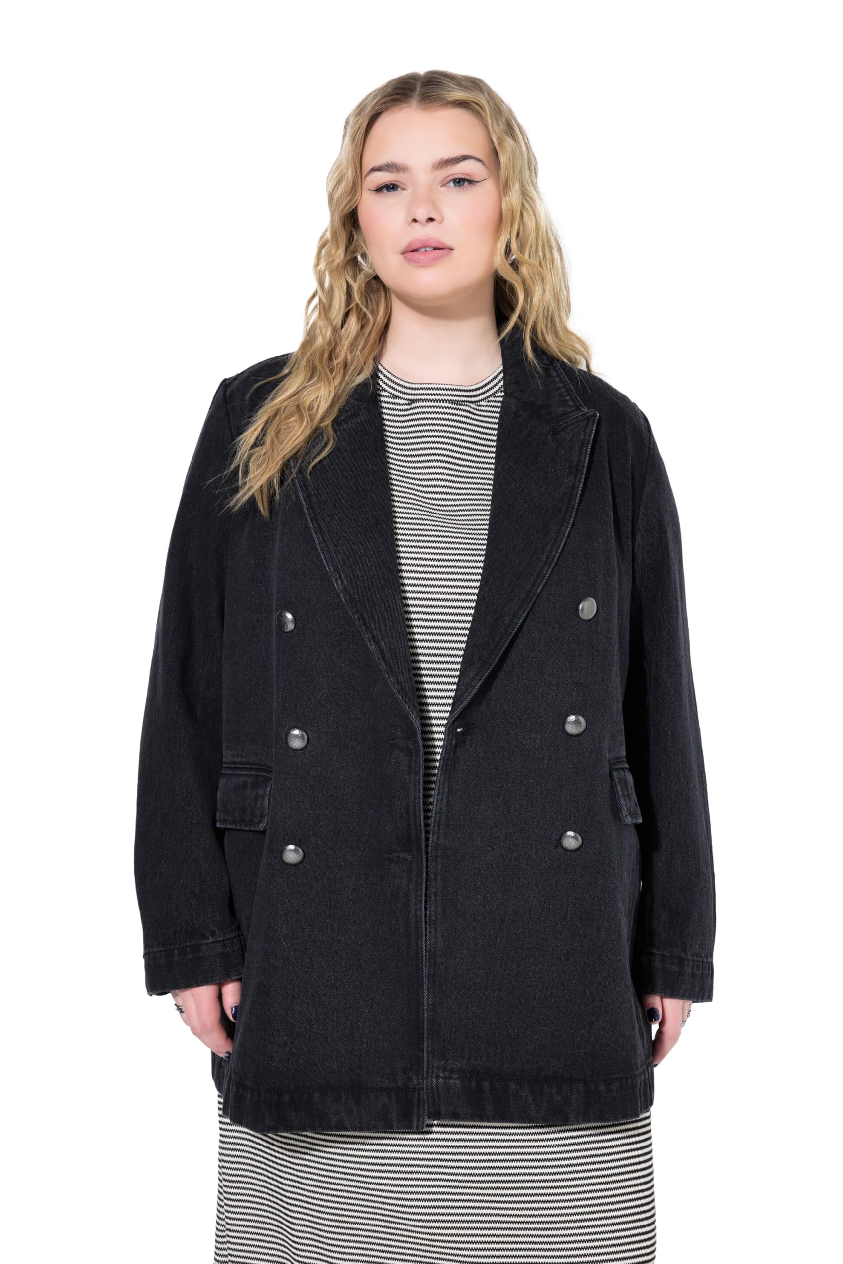 Studio Untold Damen große Größen Übergrößen Plus Size Blazer, Jeans, Loose Shape, Zweireiher 838084