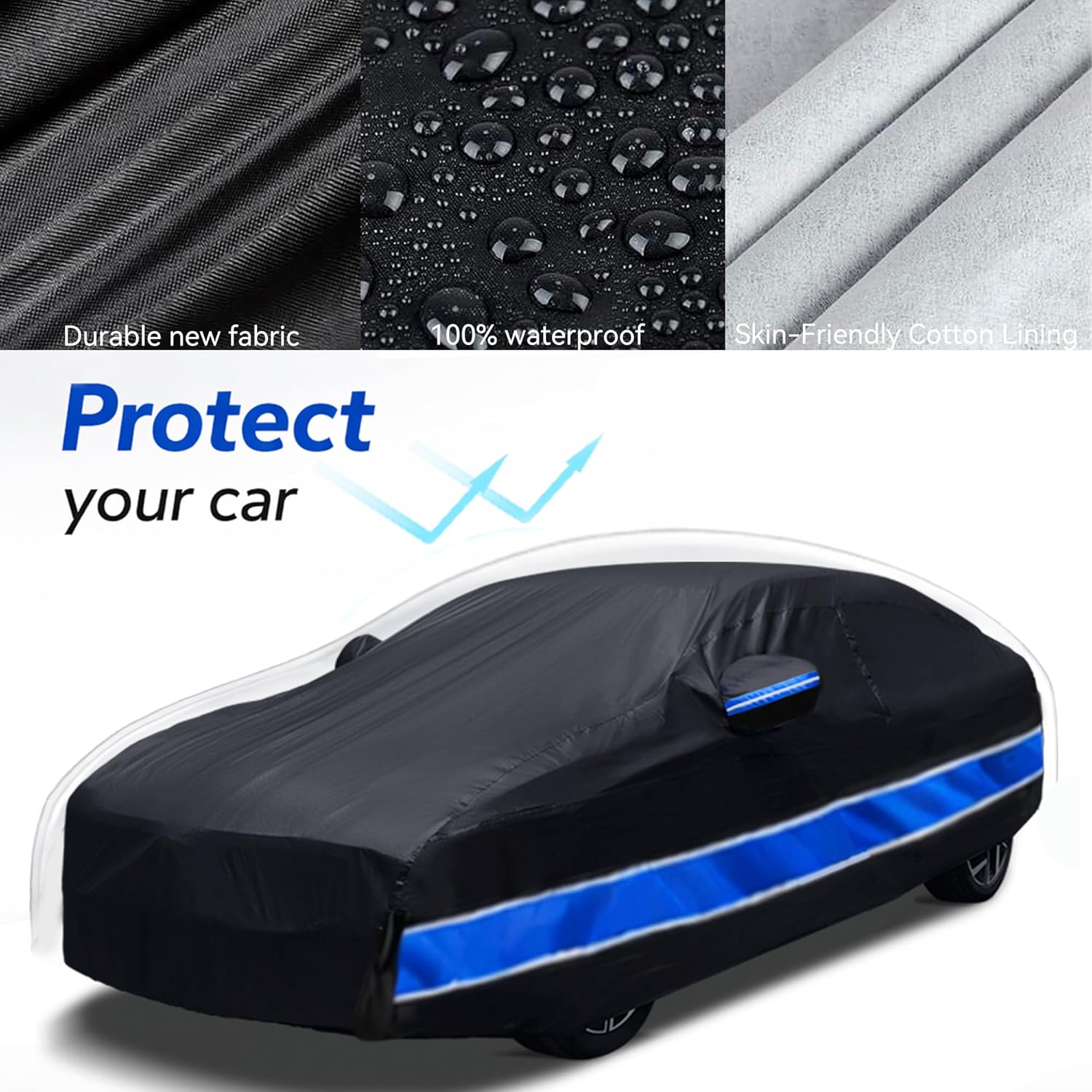 Car Cover Custom Fit Dodge Challenger,10-Layer Car Cover Waterproof All Weather,Full Exterior Cover Cotton Lining,Sun Rain UV Dust Snow Protection with Door Zipper,Fit for Dodge Challenger 2008-2025