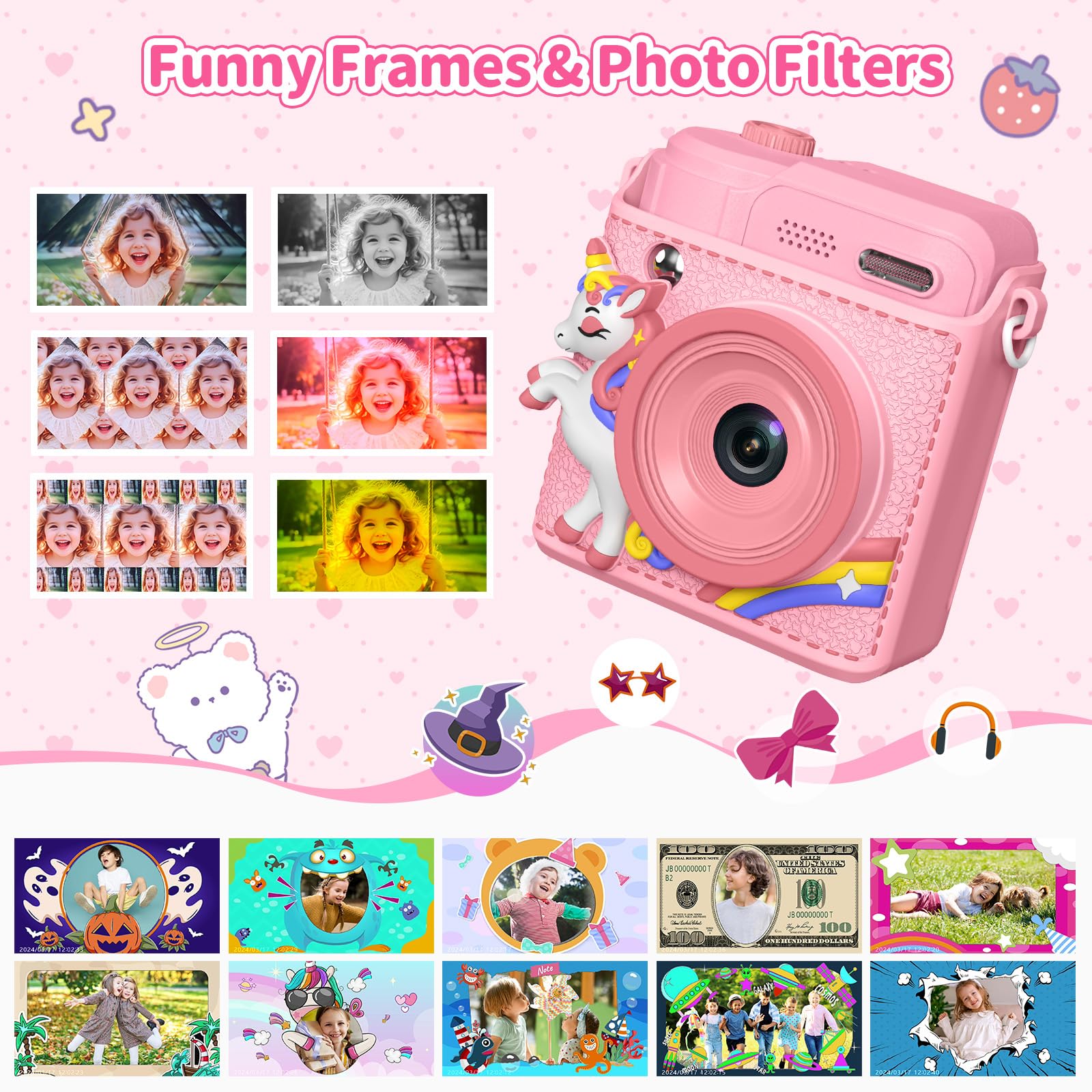 Gofunly Kids Camera Instant Print, 1080P Digital Camera for Kids with 32GB Card & 5 Print Paper Rolls - Image 4