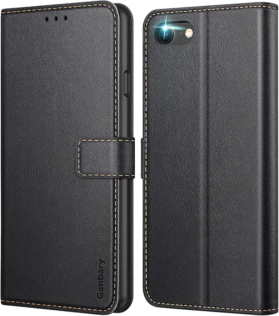 Coque iPhone 7/8/SE 2020/2022 5G en Cuir PU Premium - Noir