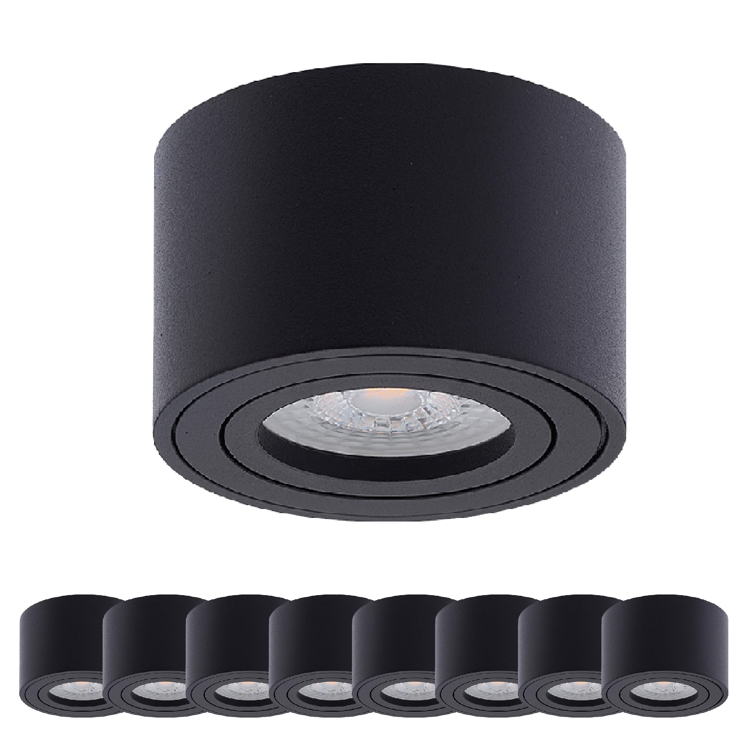 Oktaplex 9 unità faretto da superficie Lile Black - incl. modulo LED 4,8W 230V 3000K Bianco caldo 80x50mm Faretto da superficie Faretto da superficie Alluminio orientabile