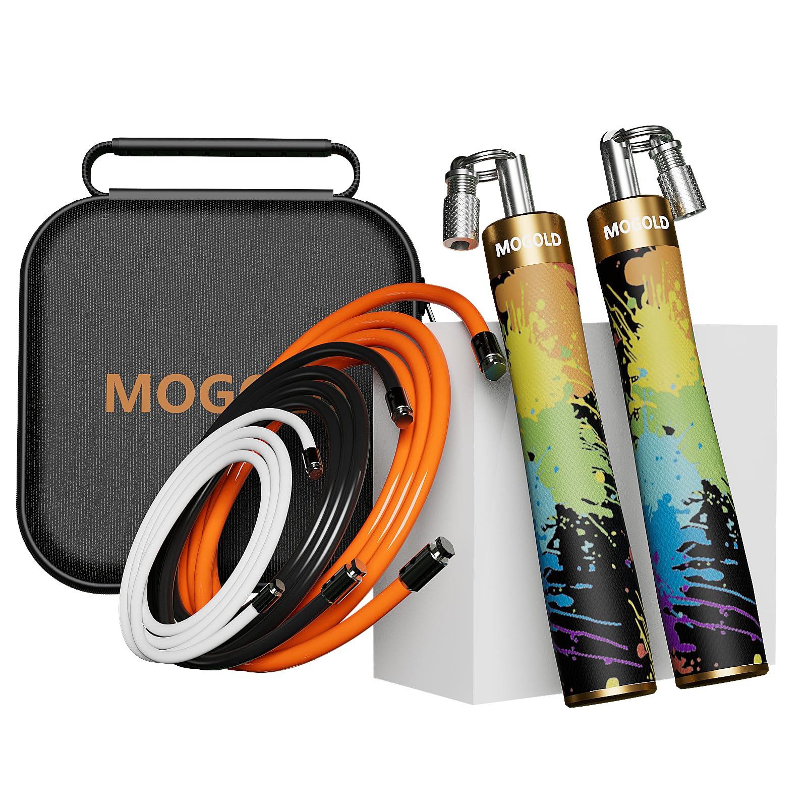 Weighted Jump Rope for Men Women -Interchangeable 1/5lb 1/4lb 1/2lb Heavy jump ropes - 360 Degree Spin - Length Adjustable,Ergonomics Leather Grip Skipping Rope for Fitness Weight Loss & More