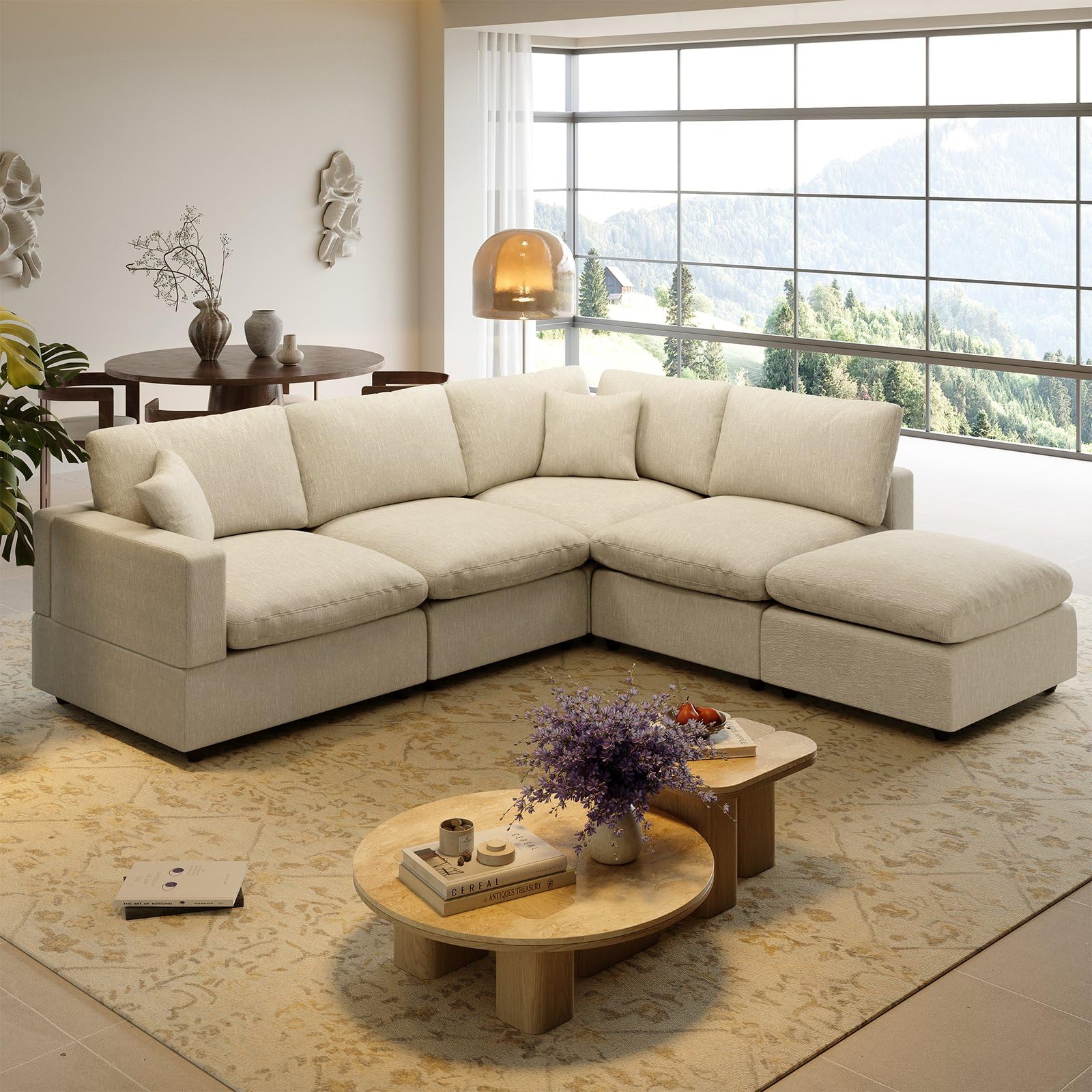 Intuition Decor Cloud Modular Sectional Sofa,Down Filled L Shape Couch,Convertible Sectional Sofa for Living Room, Modern Deep Seat Comfy Cloud Couch