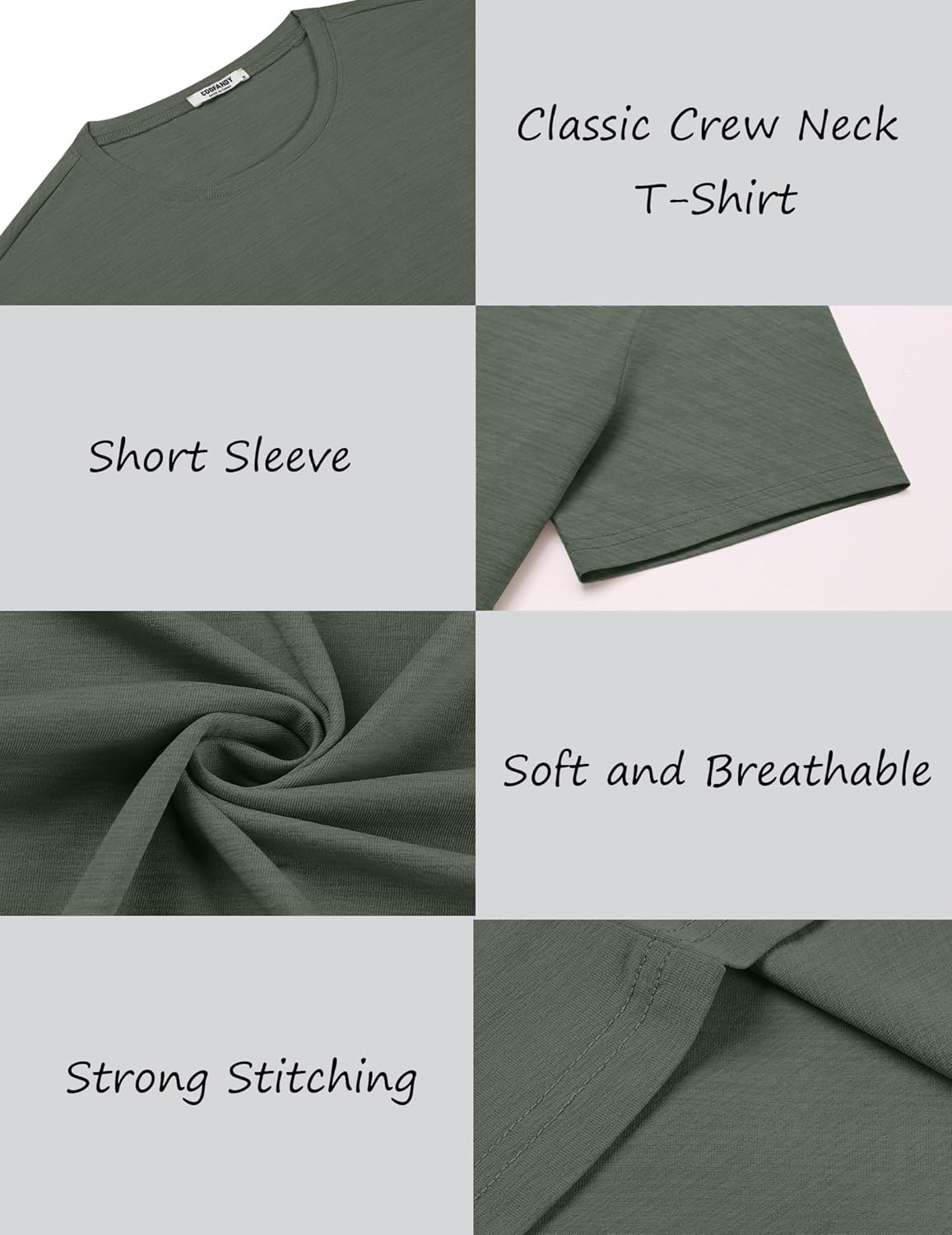 COOFANDY Men's T Shirt Short Sleeve Classic Crew Neck T-Shirt Casual Summer Basic Tee Shirts - Image 5