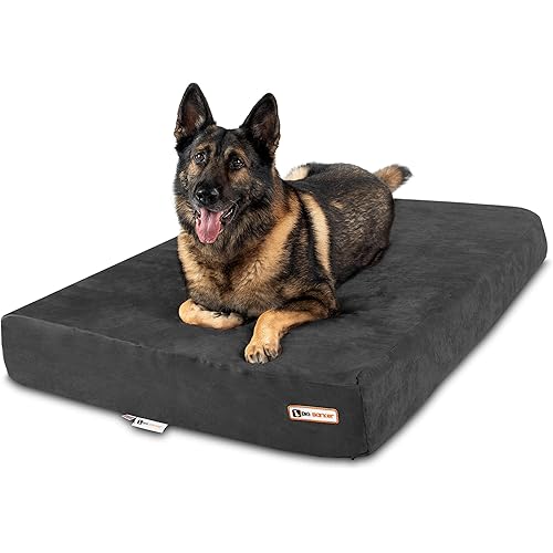 Barker Beds XL Orthopedic Dog Bed - 7" Memory Foam Mattress - 75-120 lbs - Joint Pain & Arthritis Support - Vet Recommended, Washable Cover - Made in USA - 52"x36"x7" - Charcoal