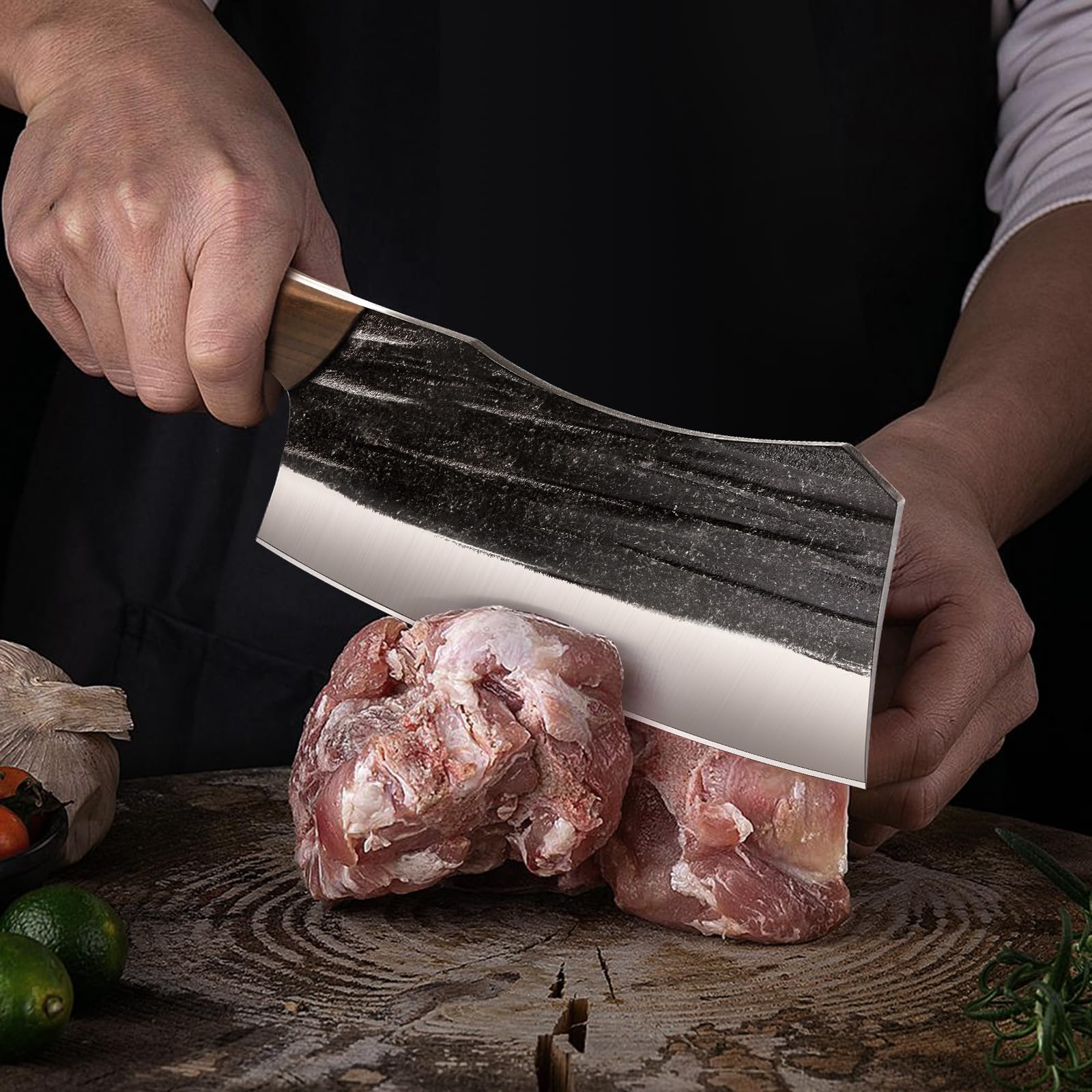 HOSHANHO Set di Coltelli da Macellaio, set di 3 Coltello da Cuoco in Acciaio ad Alto Tenore di Carbonio, Coltello da Mannaia Resistente, Coltello Vichingo per Casa Cucina Campeggio All'aperto BBQ