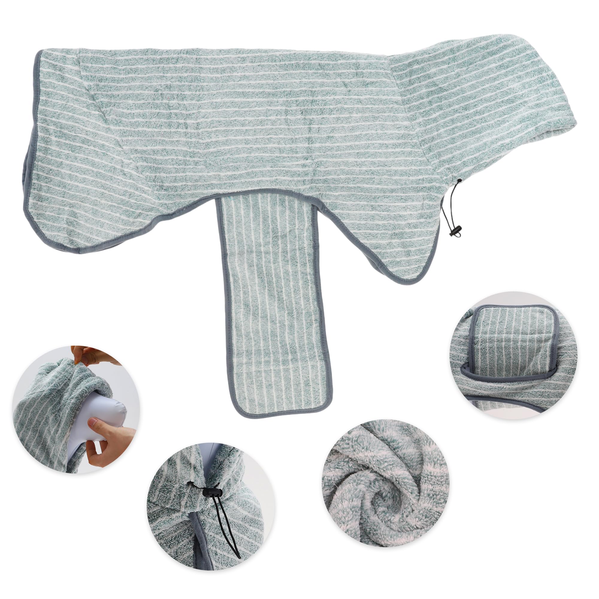 CAPASTEC Accappatoio Regolabile per Cani, Asciugamano Morbido e Ad Asciugatura Rapida per Cani, XL, Verde