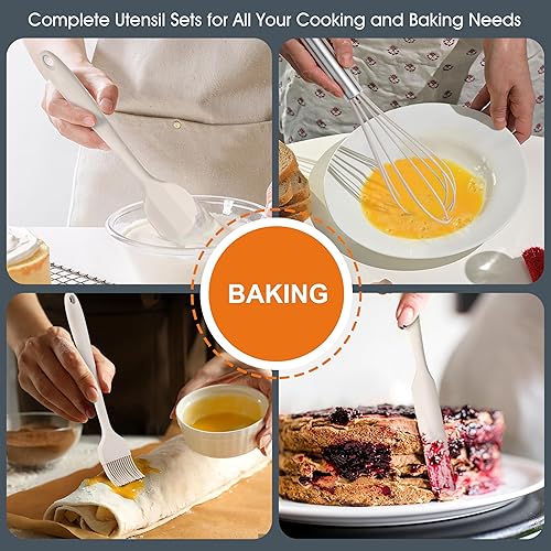 Miniatura 5 de E-far Juego de utensilios de cocina, 15 piezas de utensilios de cocina de silicona con soporte, utensilios de cocina antiadherentes y resistentes al