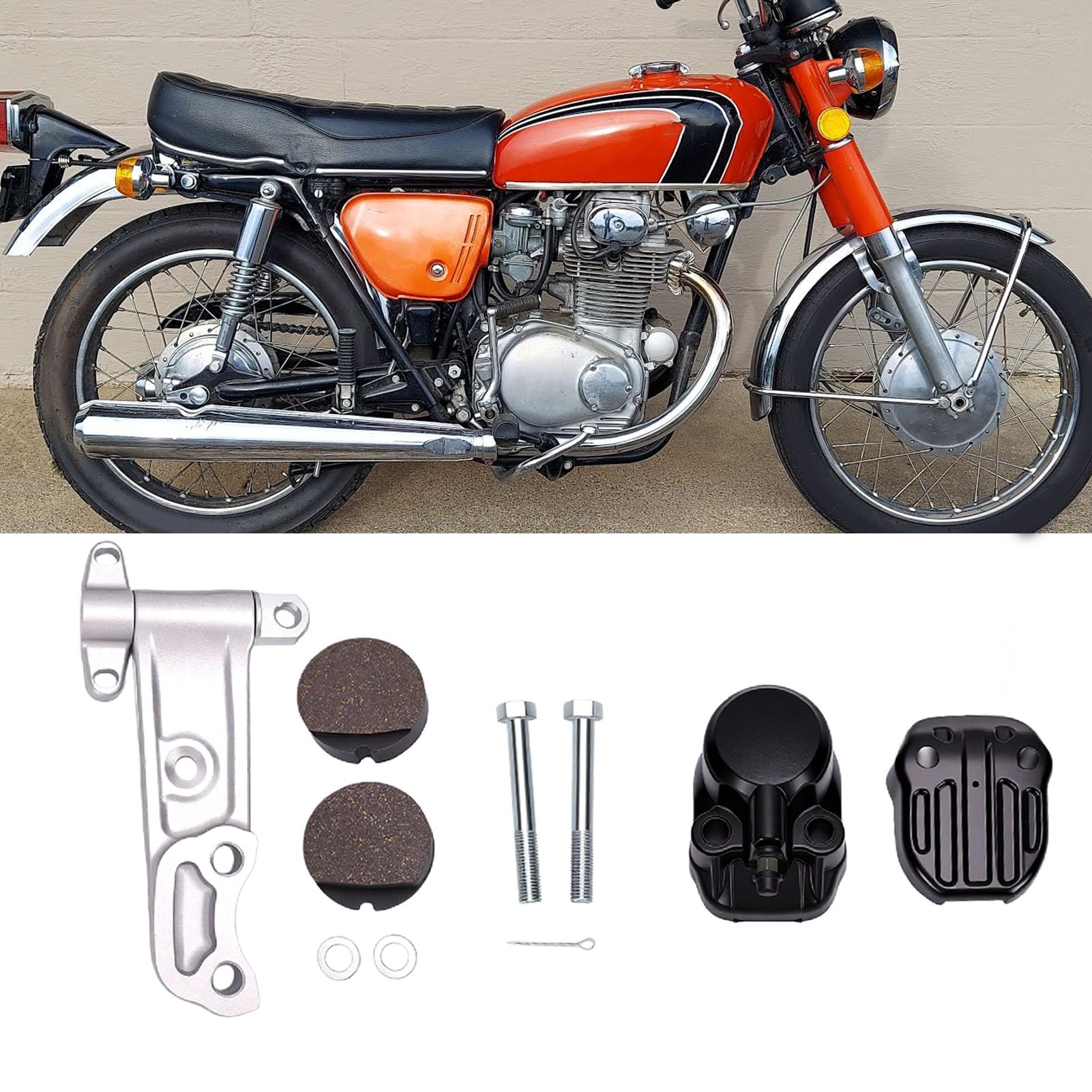 Tbest Zestaw Zacisków Hamulca Przedniego z Klockami Hamulcowymi do Wymiany CB350 CB360 CB500 CB550 45100-390-003