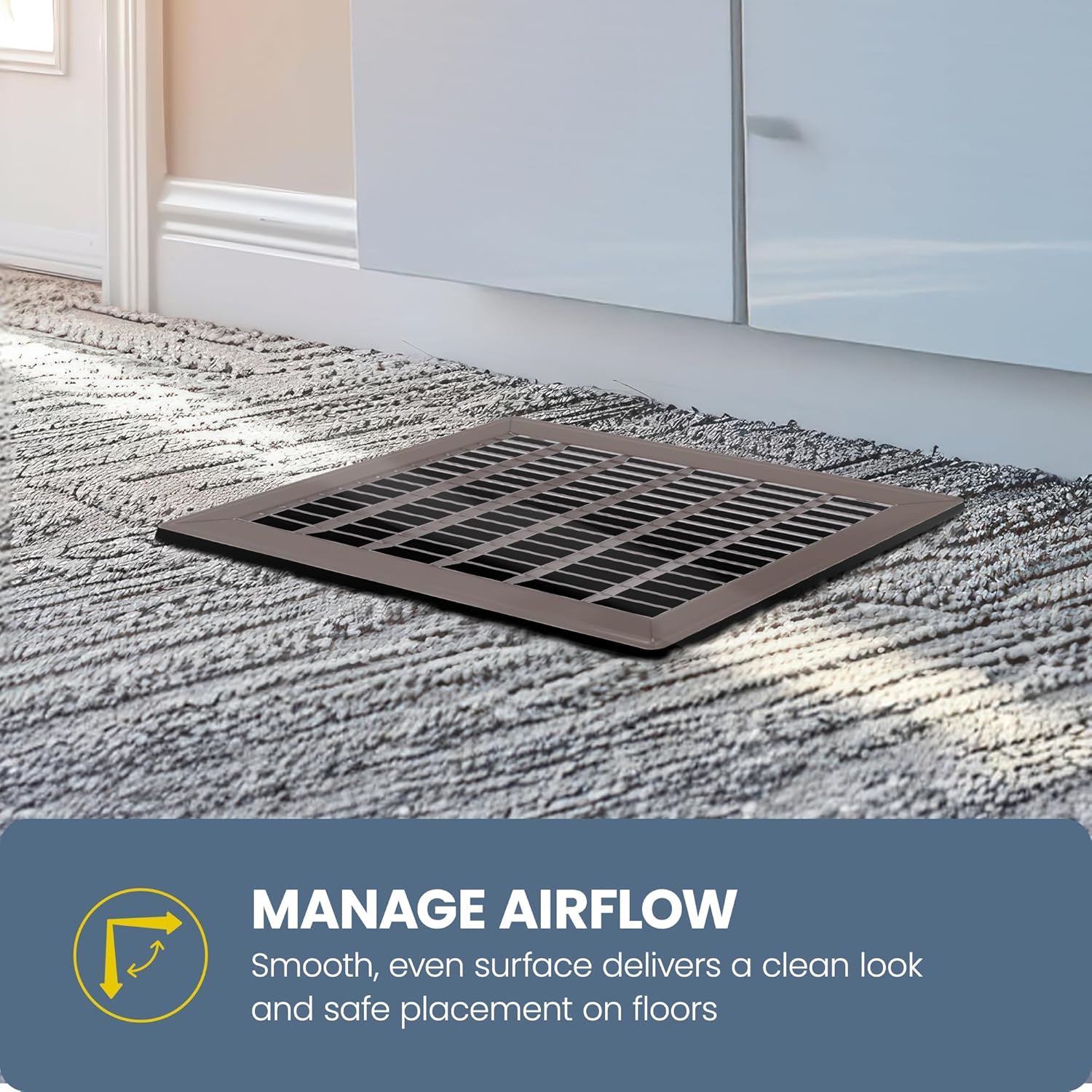 Hart & Cooley 14" X 20" Heavy Duty Steel Floor Grille, Durable HVAC Vent Cover for AC Heat Airflow Ducts in Home or Office, Brown