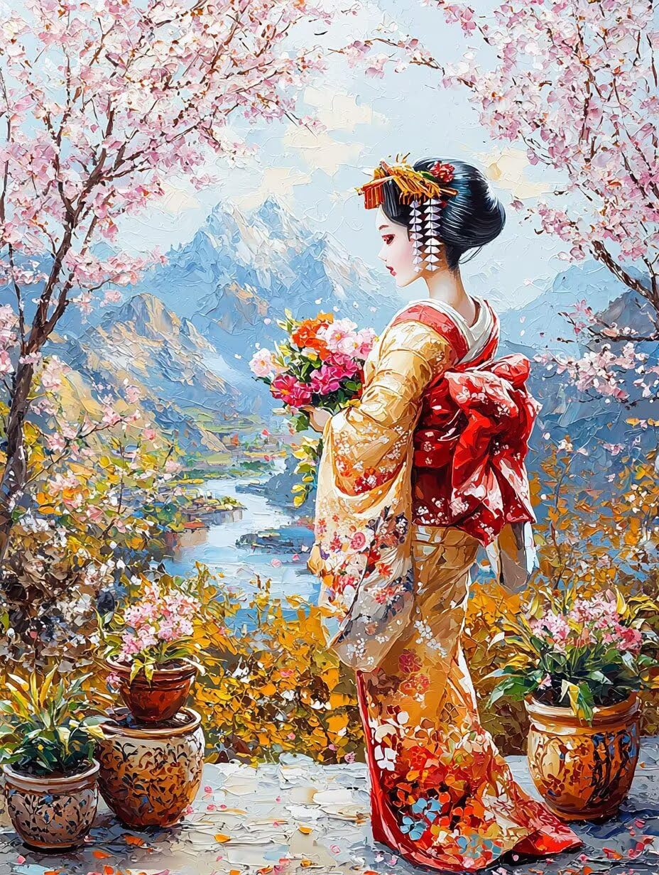 Dipingere con i Numeri Adulti Paesaggio della geisha, 60x80cm s-1056