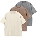 Men's Cotton T-Shirts Oversized Unisex Short Sleeves Casual Loose Wash Solid Basic Tee Tops