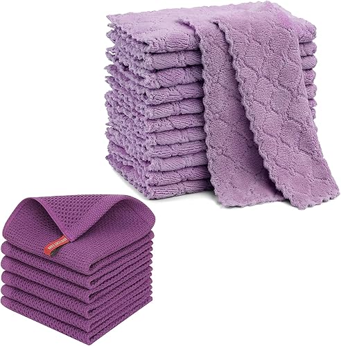 Homaxy Paños de cocina absorbentes súper suaves para cocina, juego de 18 unidades, 100% algodón tejido de gofre, paquete de 6 unidades de 12 x 12