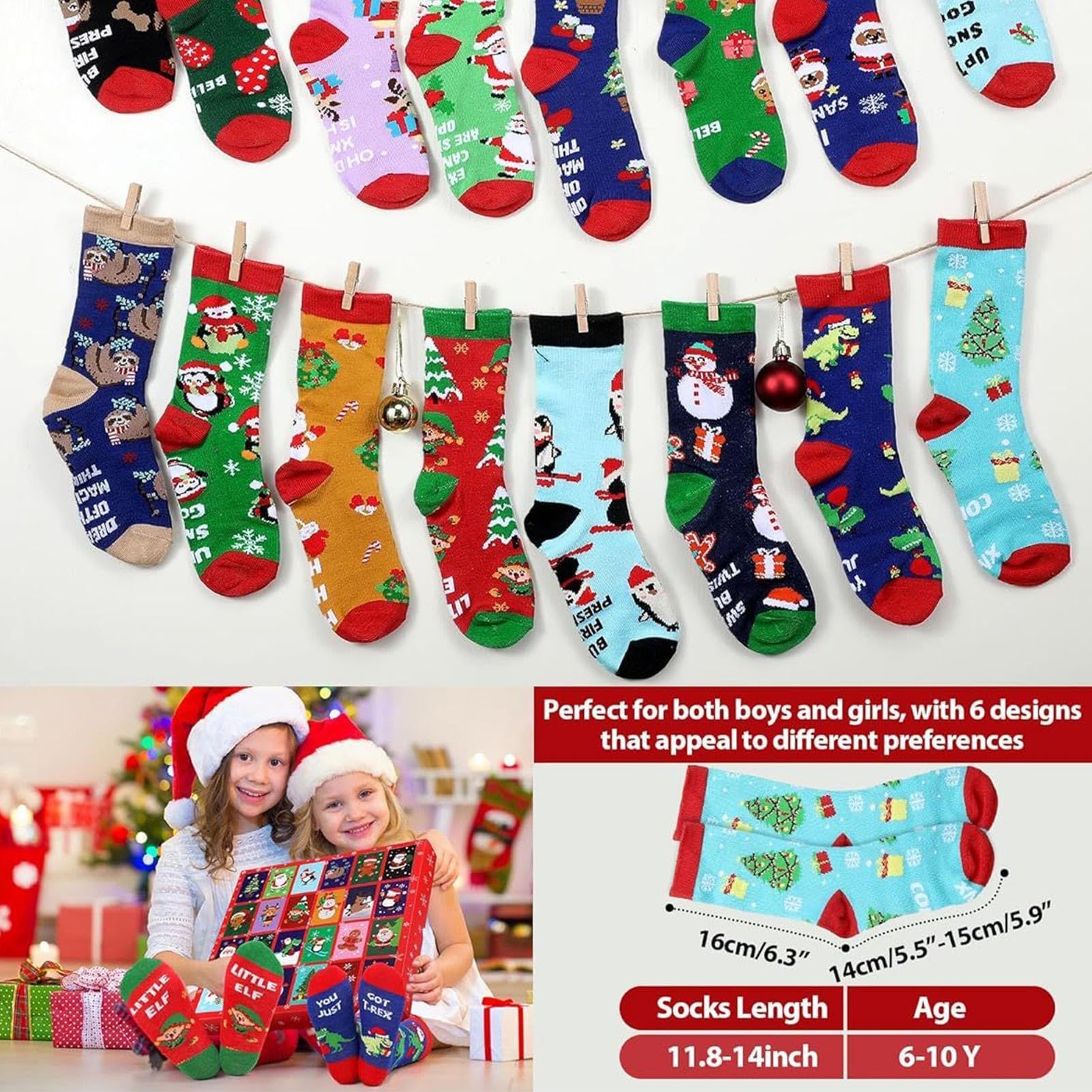 Calendario De Adviento Para Adultos Calcetines Crew Cálidos Y | Calendario De Cuenta Regresiva De Calcetines Navideños Para Adolescentes Niños Niñas Vacaciones Festivales