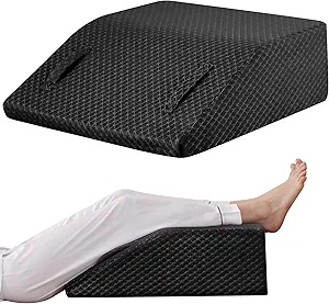 Leg Elevation Pillow for After Surgery, 8inch Foam Leg Elevating Pillow for Swelling and Blood Circulation, Leg Wedge Pillow for Sleeping, Knee Pillow for Knee Hip Ankle Pain Relief, Black