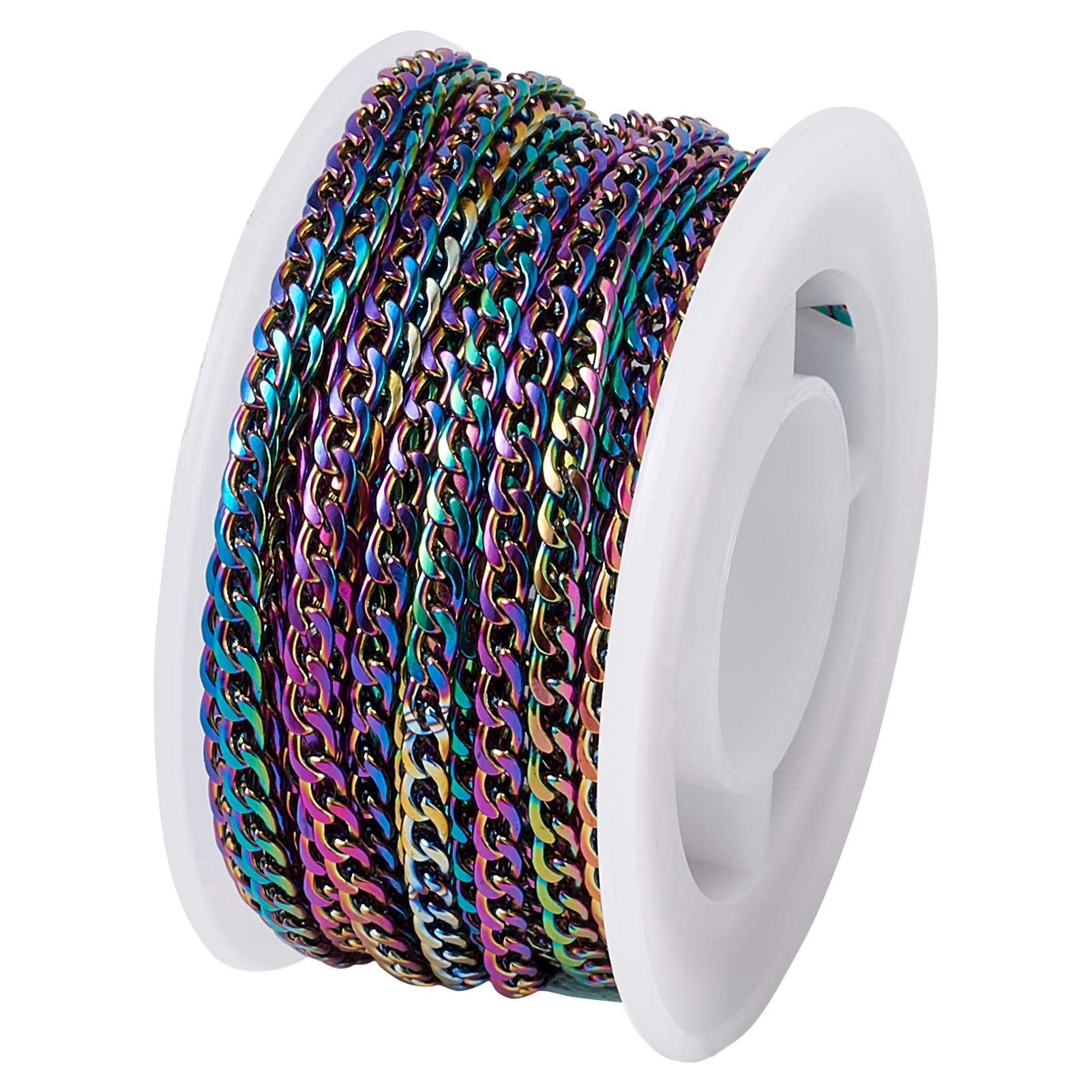 Bunte Kettenglied-Rollen, Handarbeit Farbe Kette ， 16FT 304 Edelstahlketten, ungeschweißt, Bunte Drehglieder mit Spule for die Schmuckherstellung