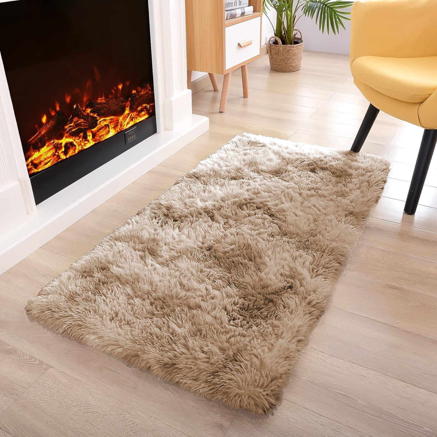 Oxford Homeware Rugs Living Room Small 50x80 CM, Tie-Dye Beige Area Rugs for Bedroom Anti Slip - Image 2