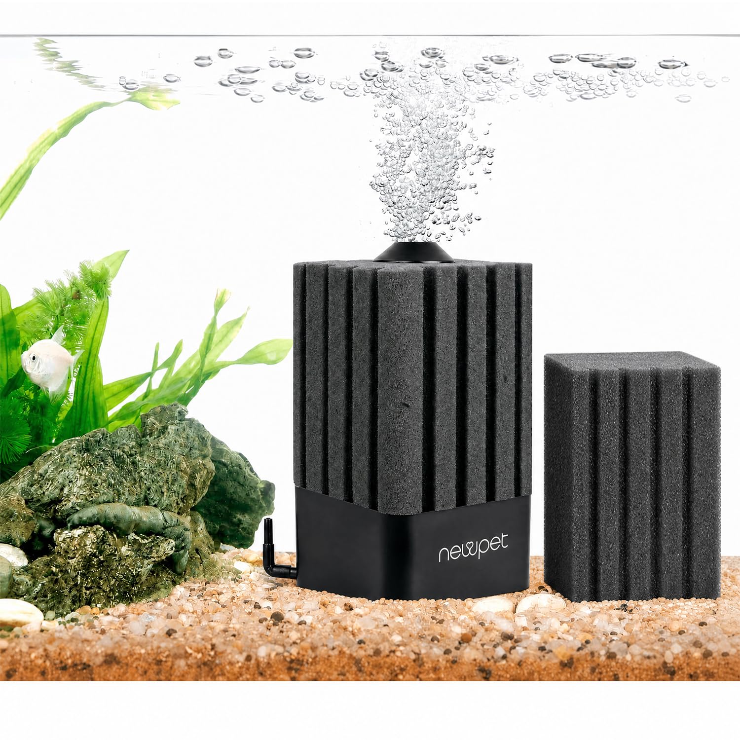 Esponja Filtro Aquário Quadrado com Esferas Filtragem Aeração Bomba Ar Aquario Silenciosa