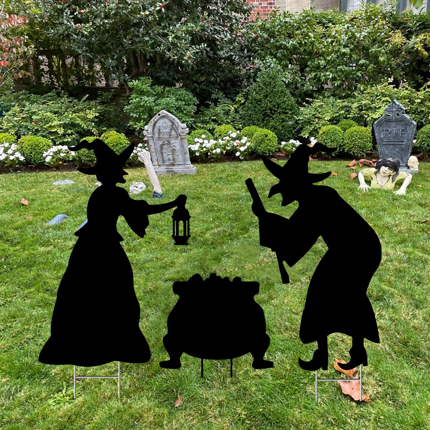 Amazon.com : Halloween Witch Silhouette Yard Stakes - 5 Piece Outdoor ...