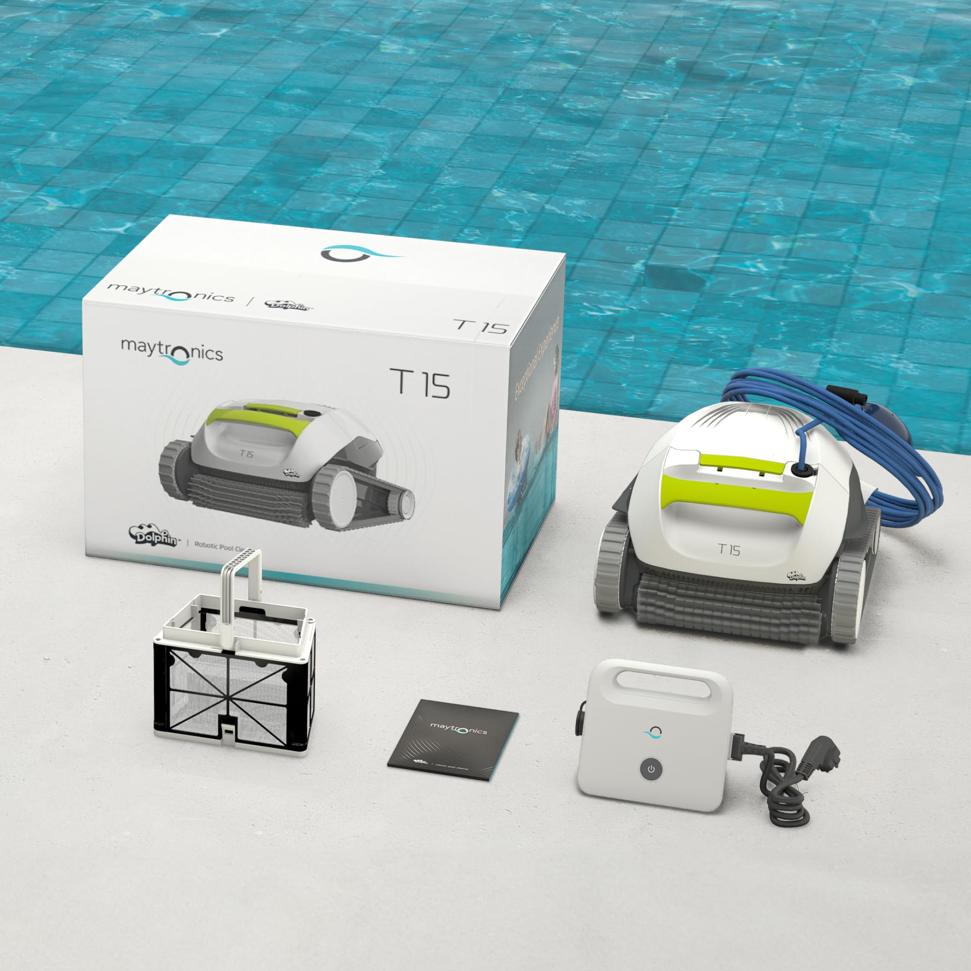Dolphin T15 Robot Nettoyeur électrique avec Fil pour Piscines Hors-Sol jusqu'à 8 mètres de Longueur - Nettoyage du Fond - Économie d'énergie