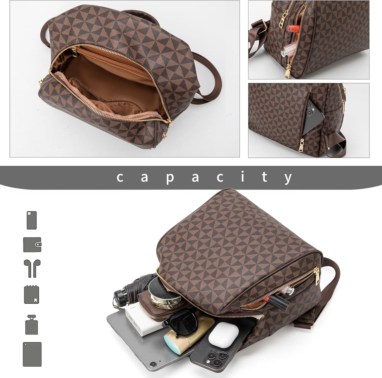 Womens Backpack Purse Leather Anti-theft Large Fashion Designer Travel Backpack Bag Men's Backpack Shoulder Bags - Image 5