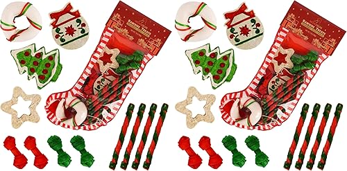 Miniatura 10 de MON2SUN 12 unidades de golosinas navideñas de cuero crudo para perros pequeños