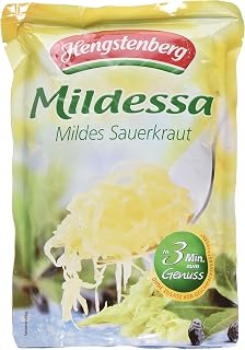 Hengstenberg Mildessa Mild Sauerkraut Pouch 14.1oz - Juicy German Fermented Cabbage High in Vitamin C Low Calorie