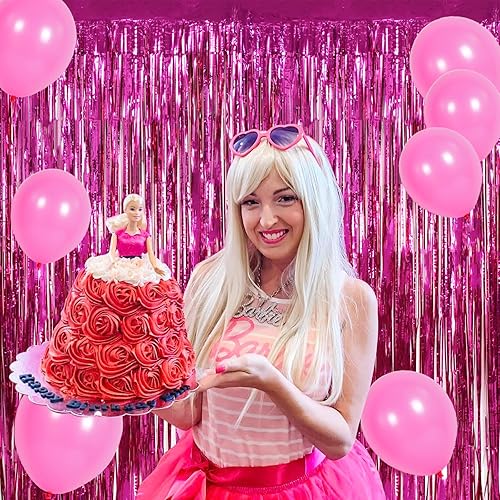 Miniatura 10 de BEISHIDA 2 cortinas de oropel azul claro para puerta, telón de fondo de fiesta con flecos, fondo de pared para cumpleaños, Halloween, Navidad, boda,