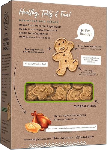 Vista 12 de Buddy Biscuits Grain Free Dog Treats, al horno en los EE. UU., Trate de gran tamaño con mantequilla de maní natural 14 oz