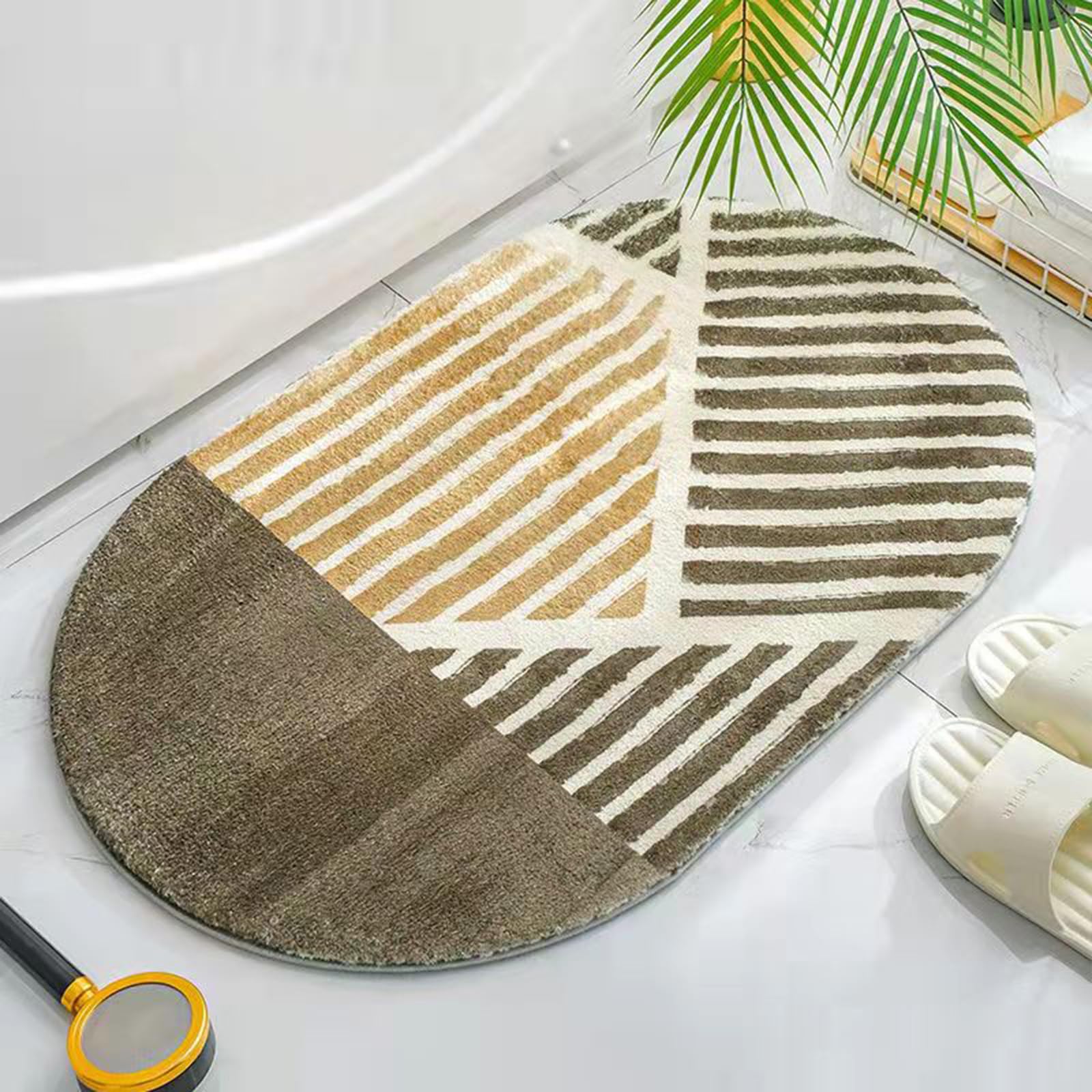 Tappeto da Bagno, Imitazione Cashmere, in Microfibra Lavabile in Lavatrice, Antiscivolo-Brown||80cm X 120cm