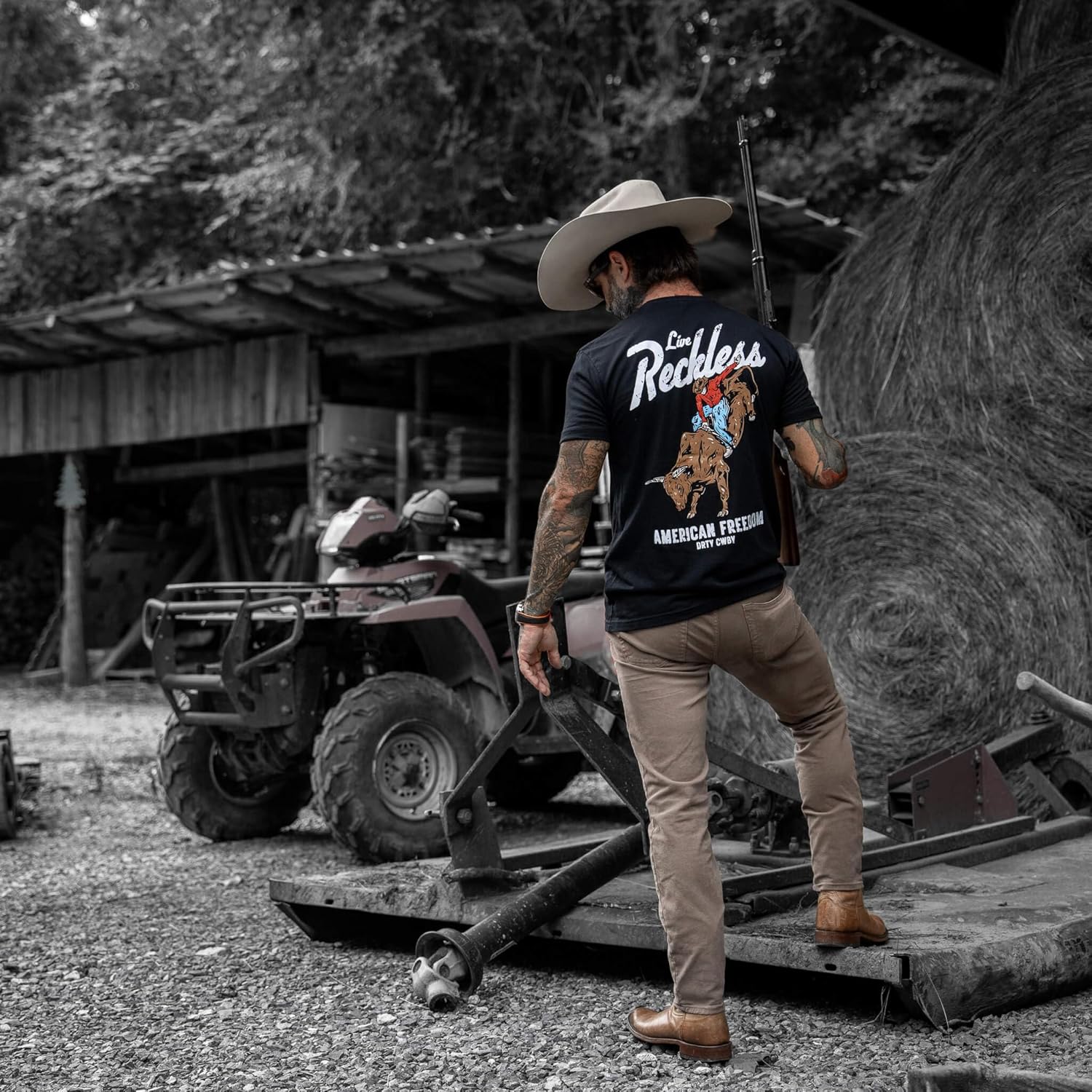 Combat Iron Men's Graphic T-Shirt | Live Reckless | Athletic Fit, Tagless Comfort