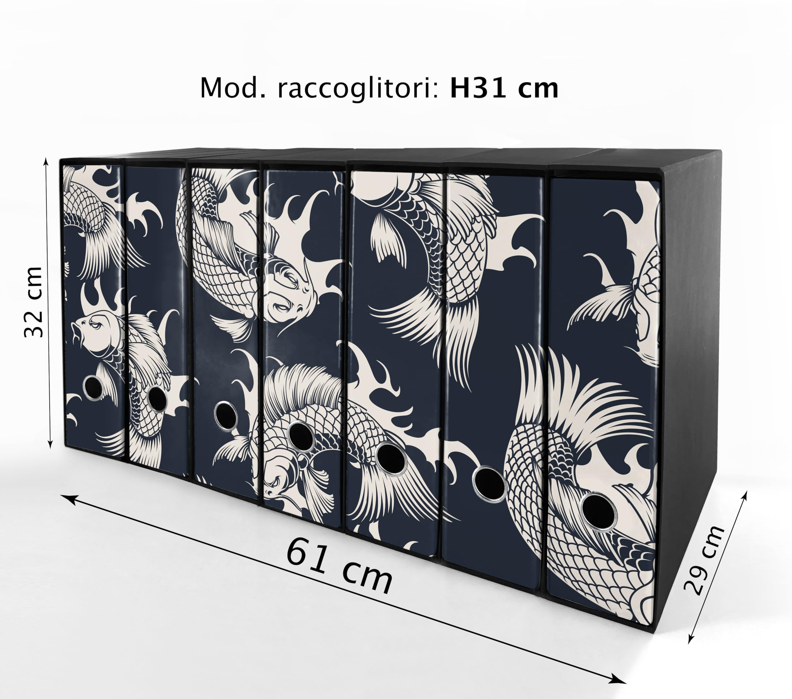 Set da 7 raccoglitori ad anelli CARPE BIANCHE - Faldoni SHAREPRINTING (H31 con 4 anelli)
