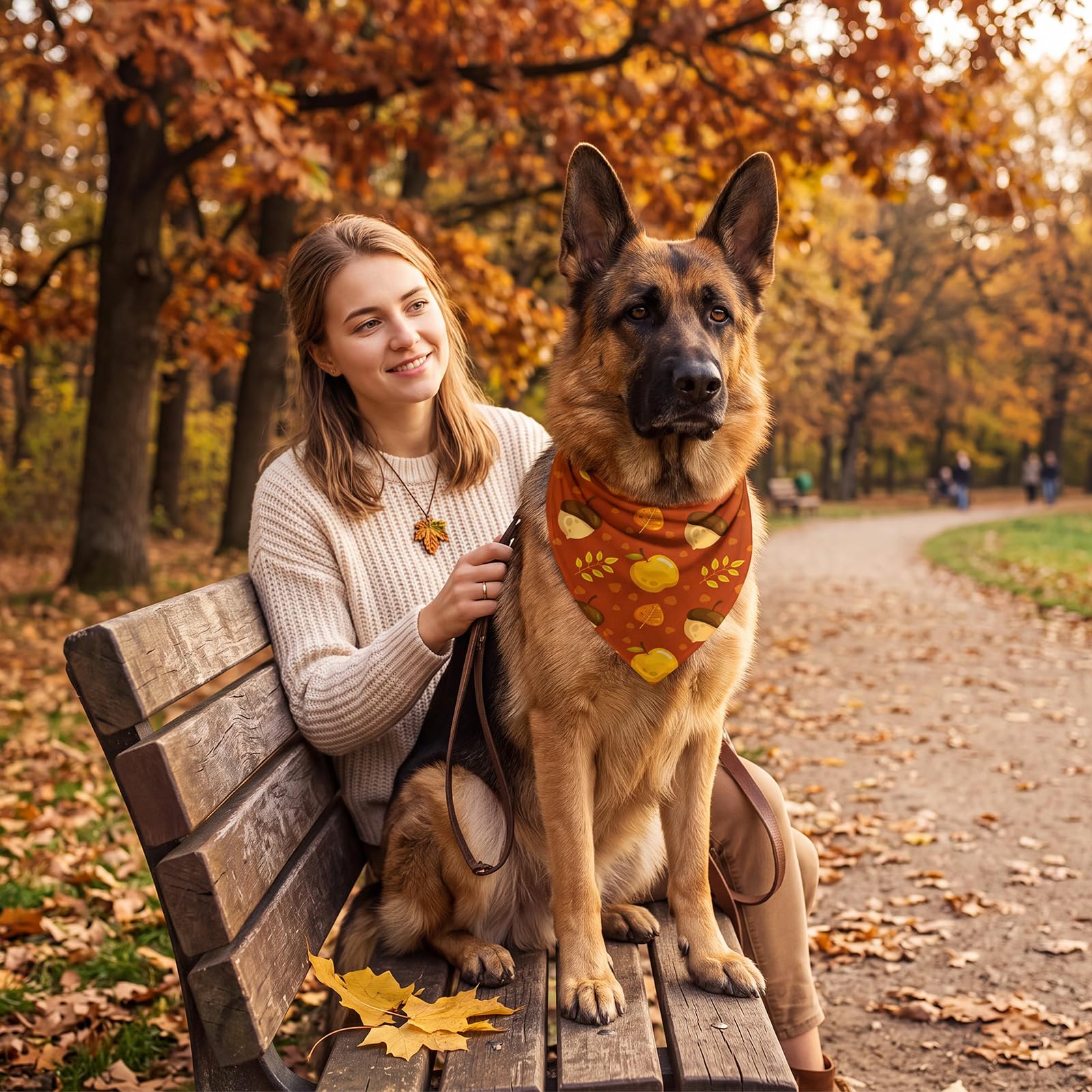 Abbylike Lot de 50 bandanas d'automne pour chien en vrac, feuille d'automne, citrouille, gland champignon | Ensemble de bavoirs triangulaires pour animaux de compagnie, accessoires photo, 25 styles, 80 x 55 x 55 cm