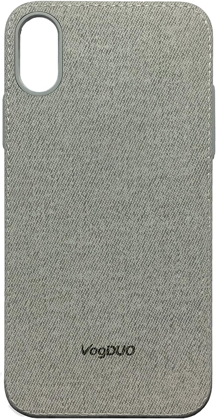 VogDUO Shell Series iPhone X Case with Denim Style Polyurethane Back, No Slip Design, Ultra Thin Drop Protection for Apple iPhone X (2017) - Smoky Gray Denim