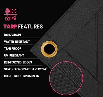 Extreme Heavy Duty 20 OZ Water Resistant Canvas Tarp, UV Resistant Tarpaulin Cover with Rustproof Brass Grommets, Multipurpose for Canopy, Roof, Camping, Woodpile (Brown 5'X7')