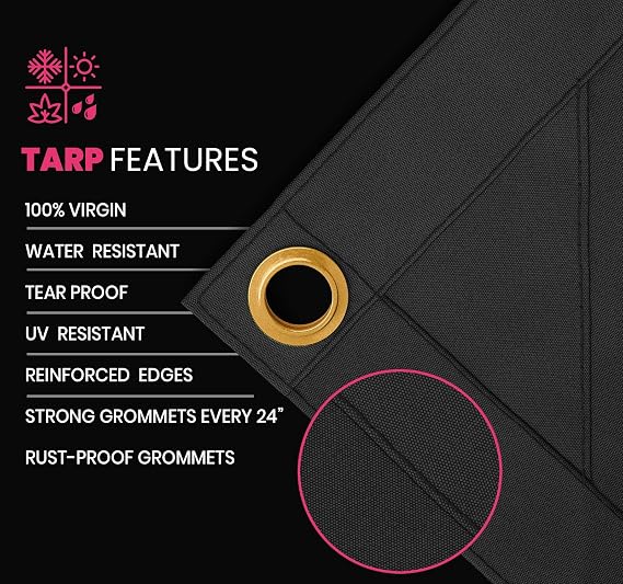 Extreme Heavy Duty 20 OZ Water Resistant Canvas Tarp, UV Resistant Tarpaulin Cover with Rustproof Brass Grommets, Multipurpose for Canopy, Roof, Camping, Woodpile (Brown 5'X7')
