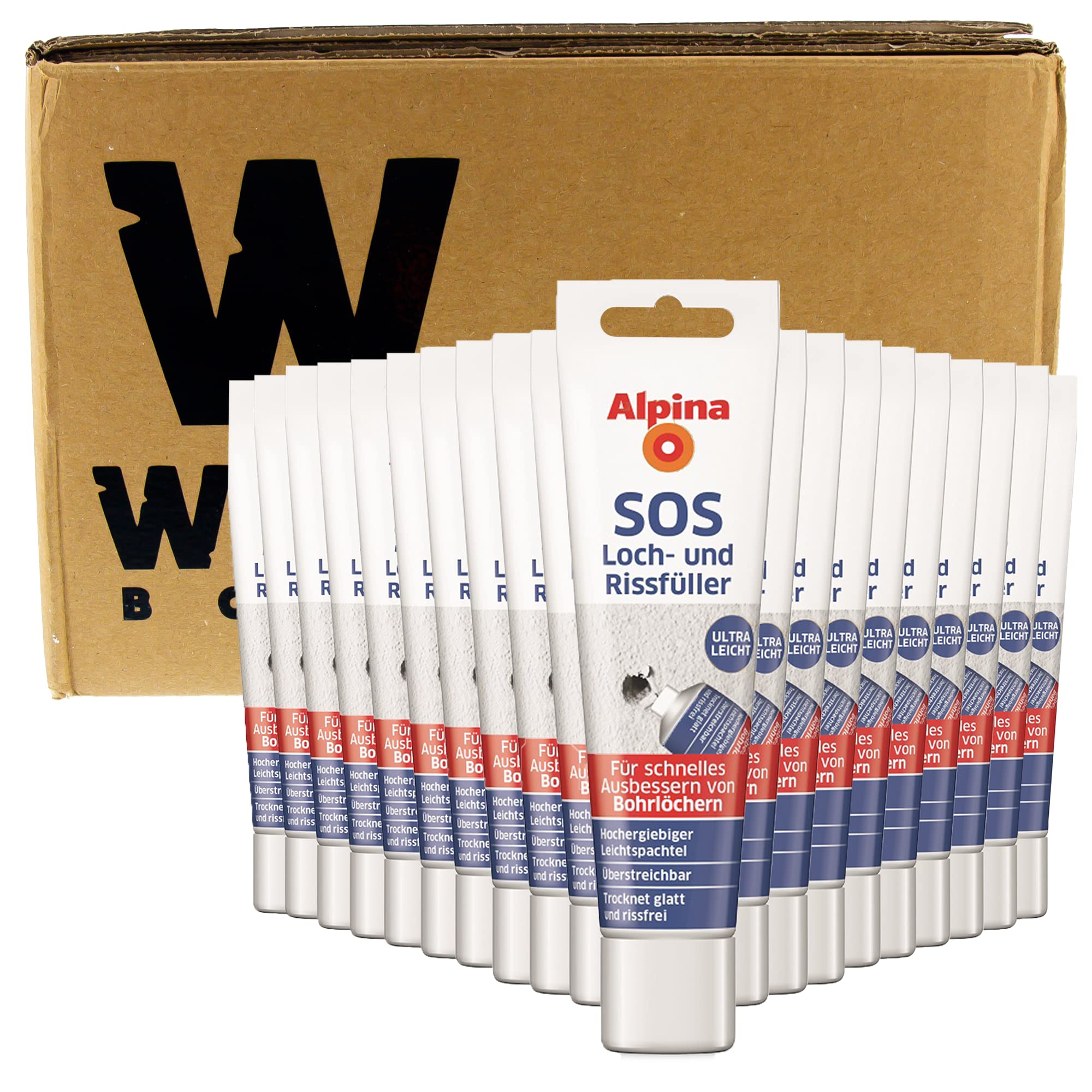 Box aus 20x Loch- und Rissfüller 100 ml für eine glatte & rissfreie Oberfläche, Fertigspachtel innen für Wand & Decke