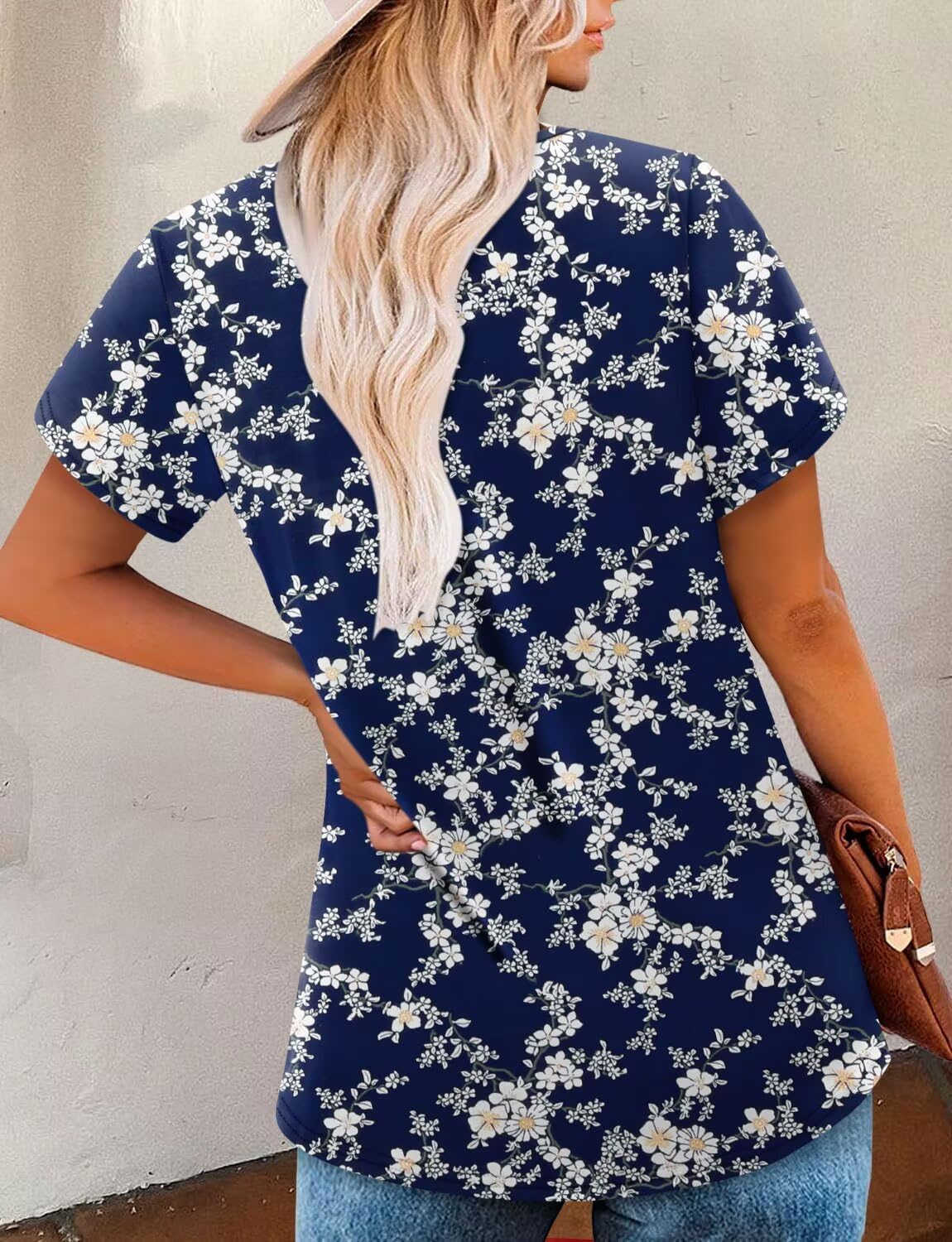 Magritta Womens Blouses Casual Baby Doll Tops Boho Square Neck Short Sleeve Pleated Tshirts Loose Fit Dressy Tunic Shirts - Image 5