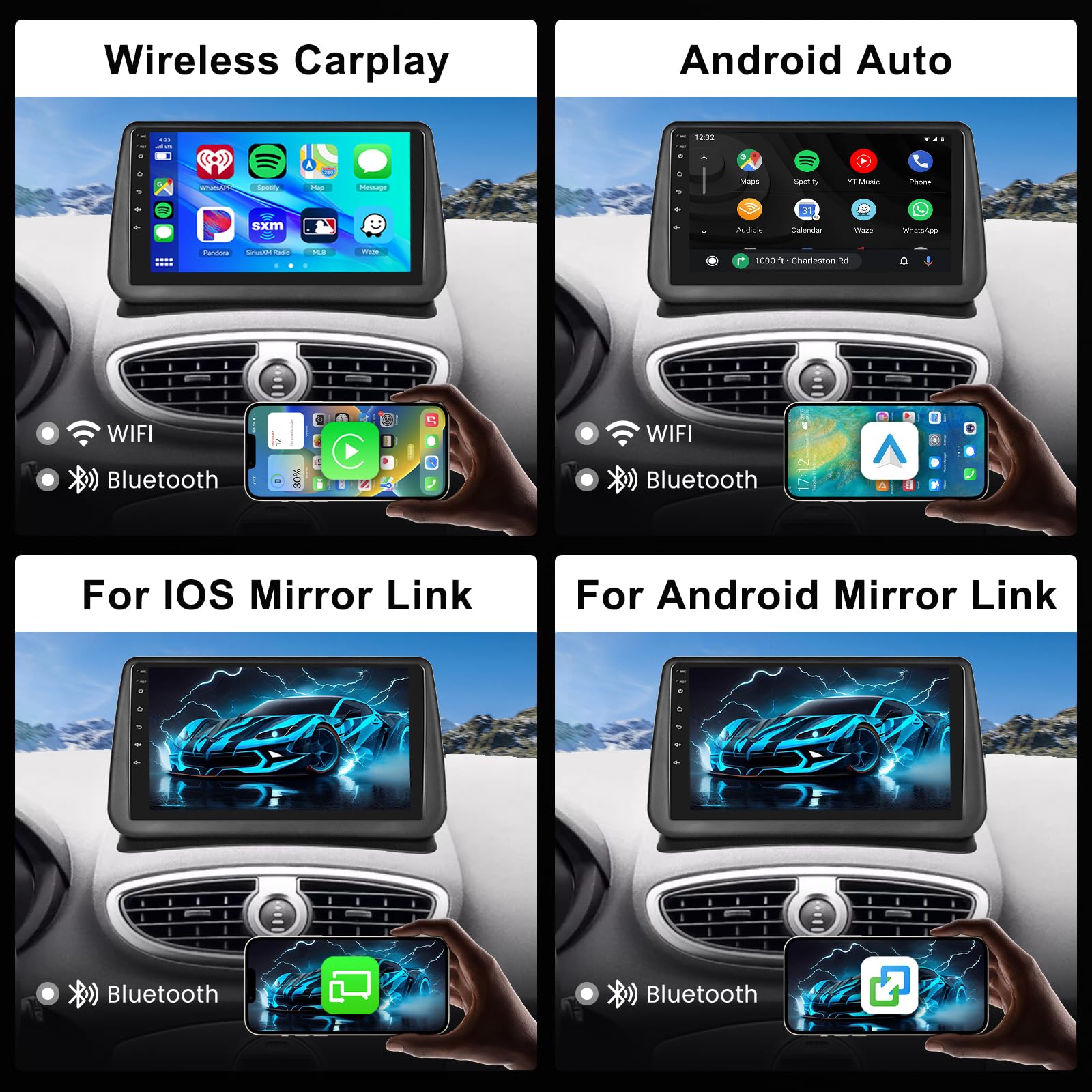 2GB 64GB Android Autoradio per Renault Clio 3th 2005-2014 Radio Wireless Carplay Android Auto, Hodozzy Stereo 9 Pollici Touch Screen GPS, WiFi, Bluetooth FM/RDS, SWC, Canbus 2 Din Radio per Renault