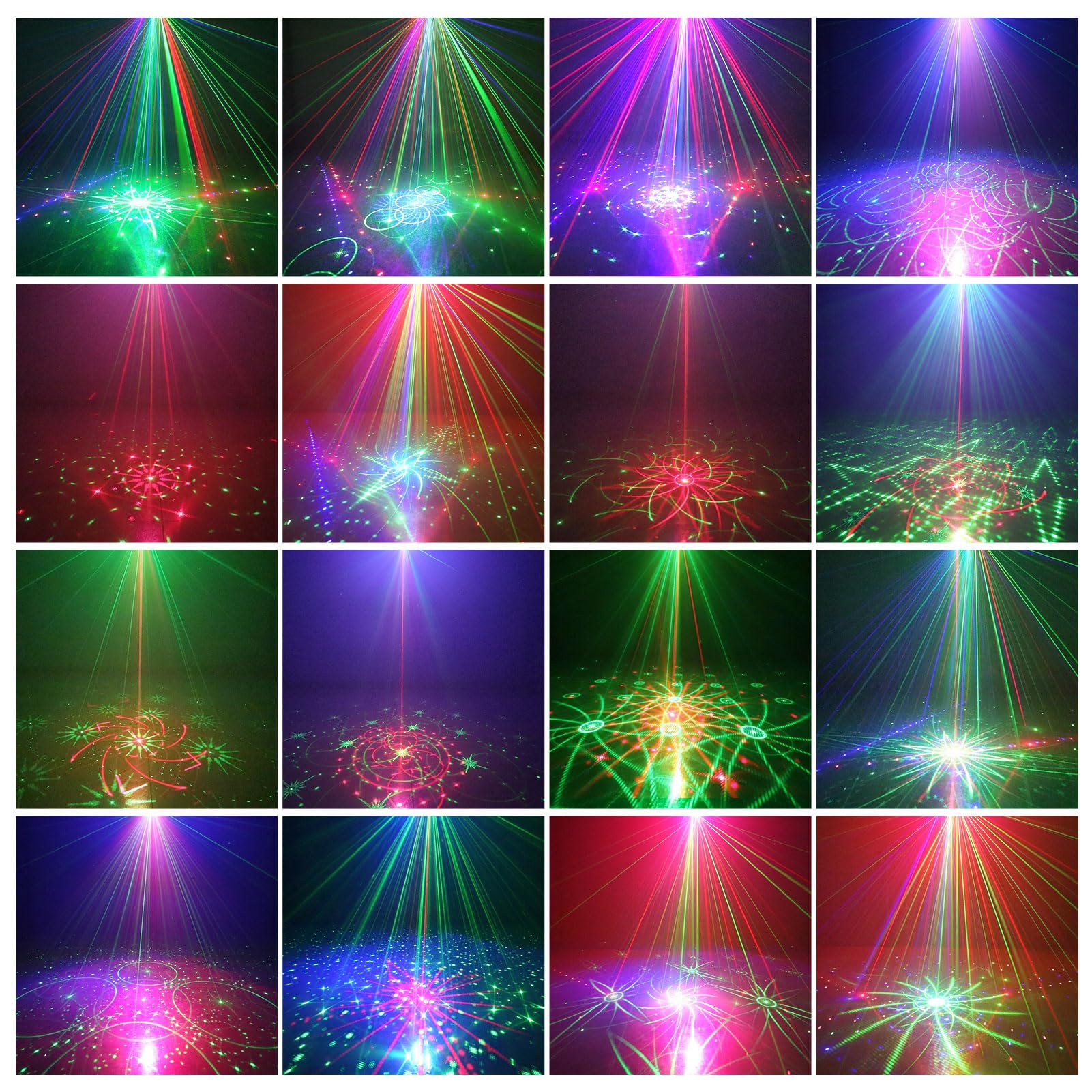 Fwiull Lampes Fête Professionnelles, 21 Lentilles Lumiere Soirée, DMX 512 d'Effets Lumière, Lumière Disco RGB UV à Commande Vocale, Lampe de Scène Télécommande Halloween, Fête, Noël ‎YSH-503 Noir