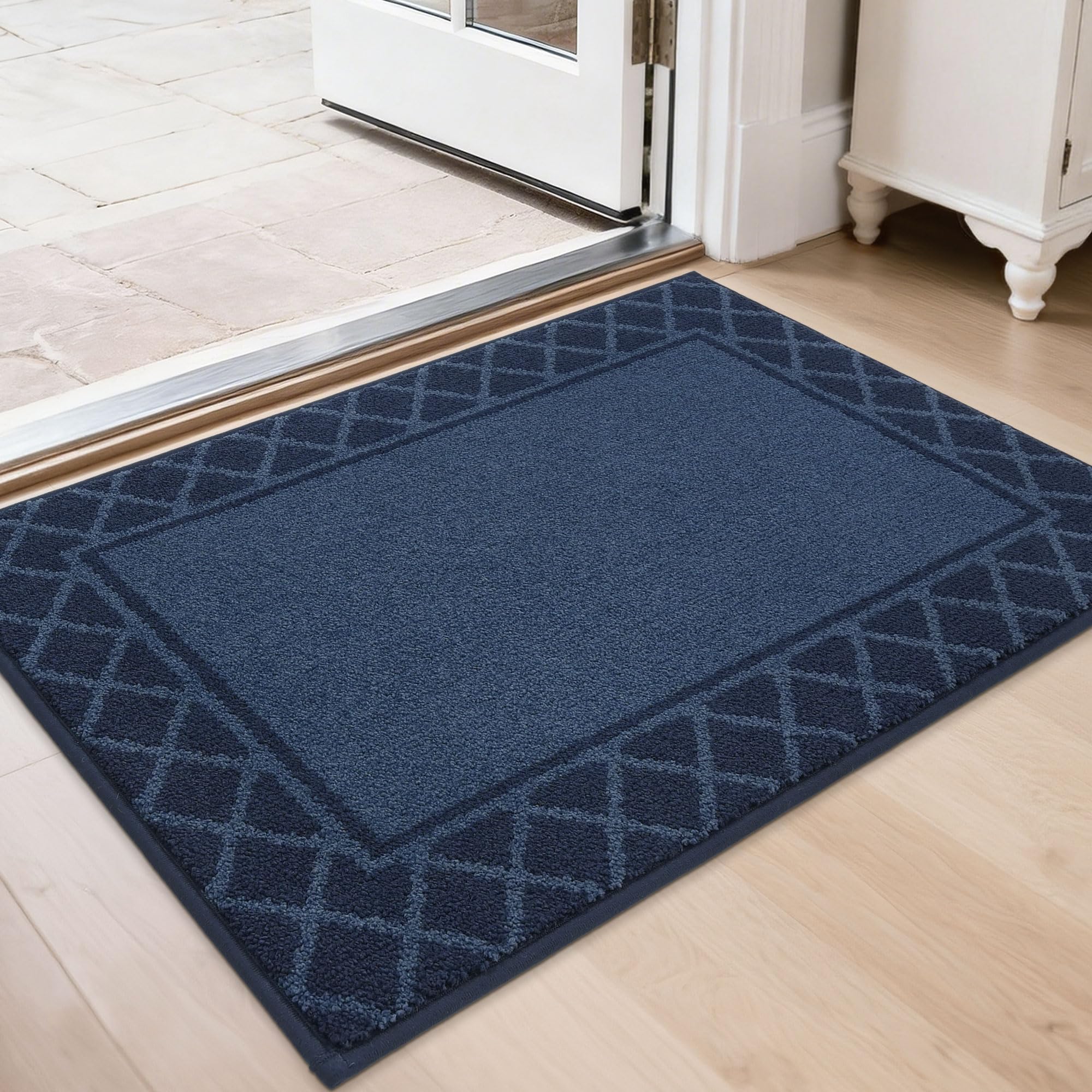 BEQHAUSE Door Mat Dirt Trapper Non Slip Entryway Rugs Absorbent Welcome Mat Low Profile Washable Front Door Mat for Muddy Paws,Entrance,Hallway, 20" x