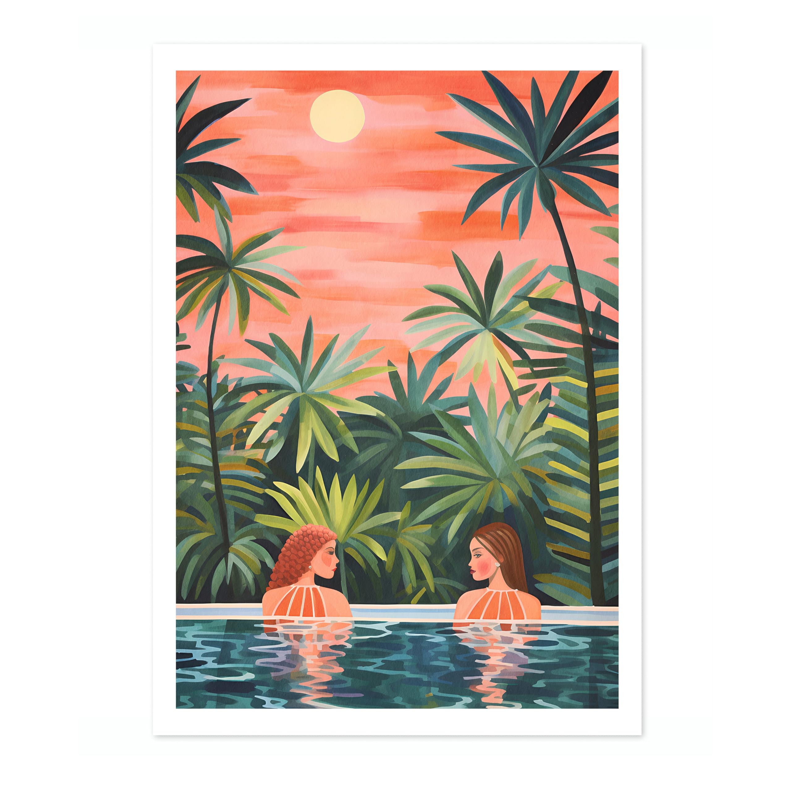 Sunset Soak Boho Room Decor Wall Art, Watercolour Poster, Maximalist Decor Aesthetic Print, Bedroom Gallery Artwork, Archival Matte, A5 (Print Only) - 21x14.8cm