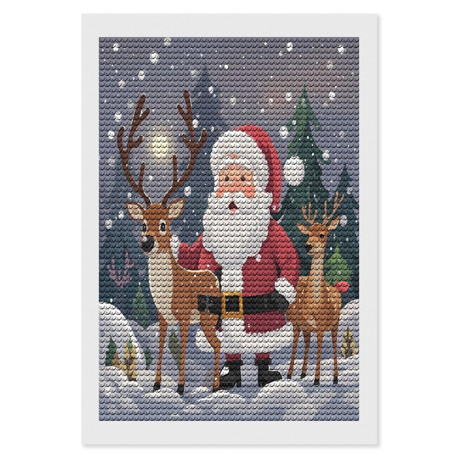 FekiLoot Santa Claus and Deer Elk Diamond Painting Kits for Adults Round Paint with Diamonds Pictures Gem Art Painting Kits Personalized Diamond Art Full Drill for Beginners Home Wall Decor