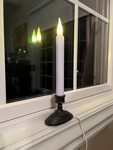 Miniatura 5 de 612 Vermont Velas LED eléctricas para ventana con sensor del atardecer al amanecer, llama parpadeante blanca cálida o encendido constante, adaptador