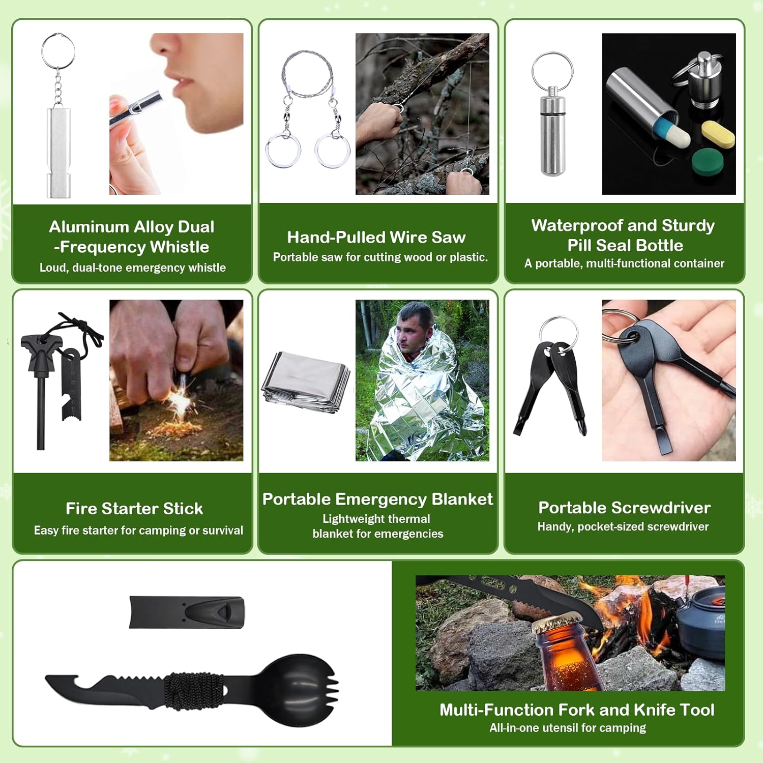 Advent Calendar 2025 Adult - 24 Day Christmas Countdown Survival Kit with Camping Gear & Cool Gadgets for Men, Christmas Gift for Adventurers