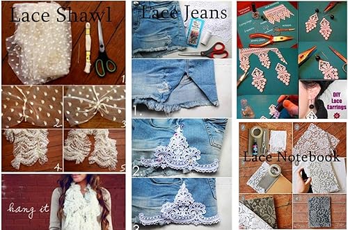 Miniatura 6 de Cinta de encaje elástica de 11 yardas de ancho, 6 pulgadas de ancho, tela de encaje para manualidades, manualidades, adornos de ropa, decoración de