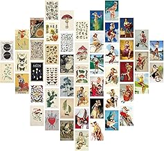 50 Stück Vintage Wall Collage Kit mit 120 Punkt-Kleber,Botanical Aesthetic Postcards Wandcollagen Art Poster für Klassenzimmer Wanddekoration,ästhetisches Room Dekoration oder Schreiben Gruß-Stil 1
