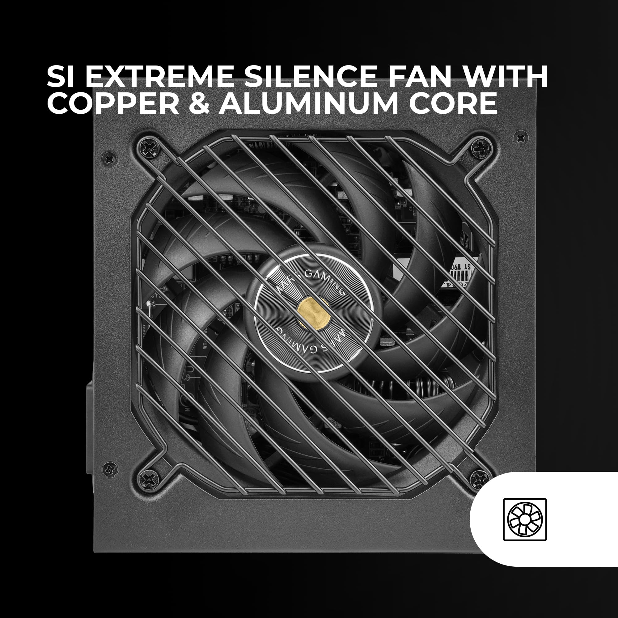 Mars Gaming MPB1000SI, Fuente Alimentación PC ATX 1000W, 7 Años de Garantía, 80Plus Gold 90%, Ventilador SI Extreme Silence con Núcleo de Cobre y Aluminio, Tecnologías AI2-RPM, DC-DC y SMD, Negro