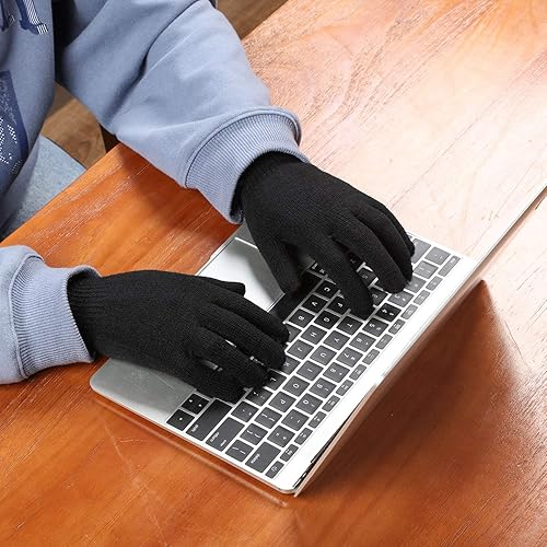 Miniatura 4 de SATINIOR Guantes mágicos de invierno unisex, guantes de punto elásticos para dedos completos, guantes cálidos para hombres y mujeres deportes